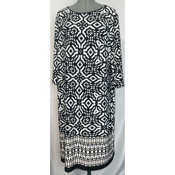 NEW Chico's Women Shift Dress Polyester Black And White Plus Size - Picture 1 of 13